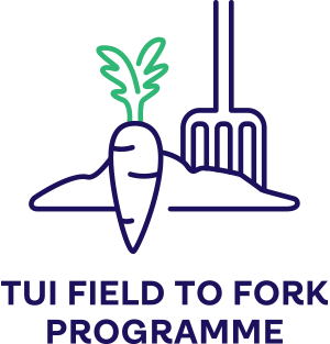 A carrot and a pitchfork above the programme name