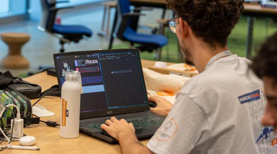 a men working on his computer